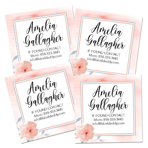 Floral Square Contact Labels