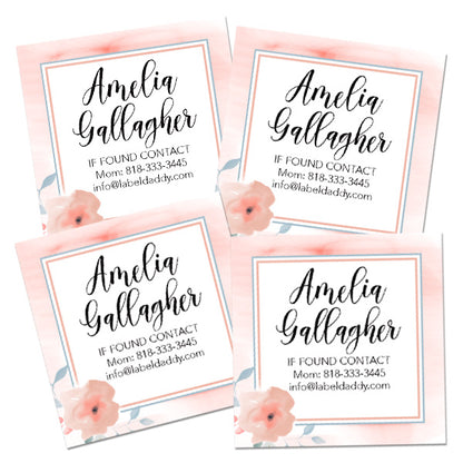 Floral Square Contact Labels