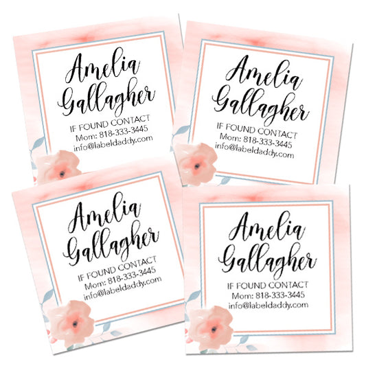 Floral Square Contact Labels