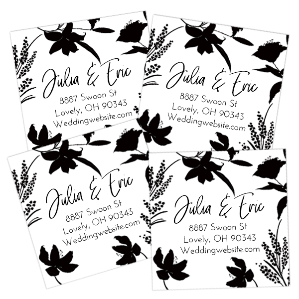 Monochrome Flowers Return Address Labels