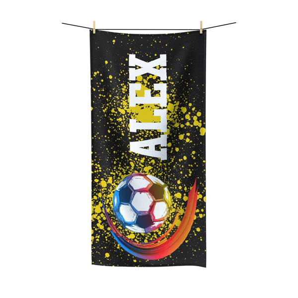 Yellow Soccer Life Beach Towel